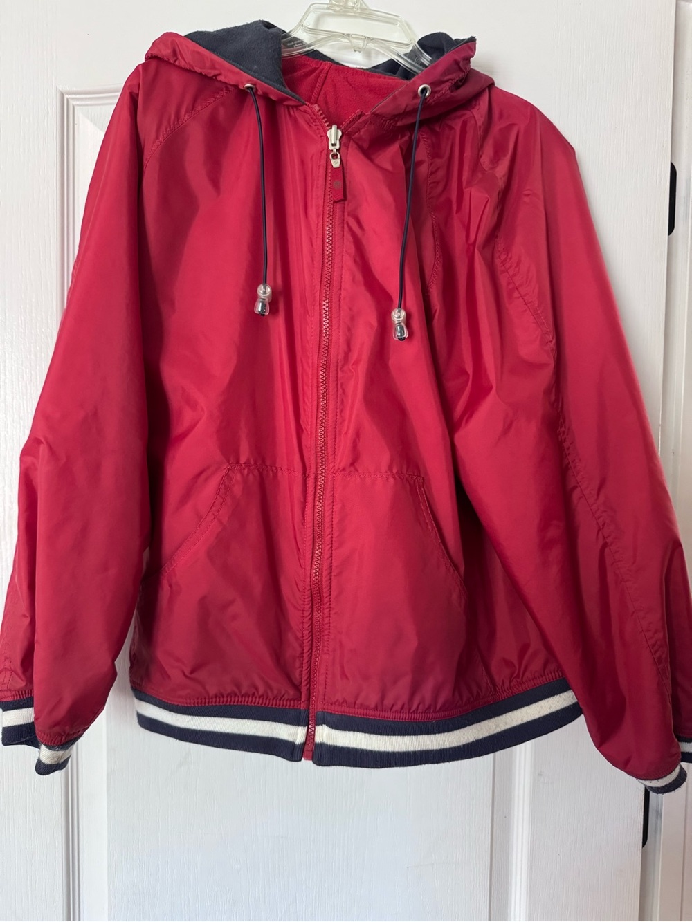 Red Hooded Windbreaker Jacket